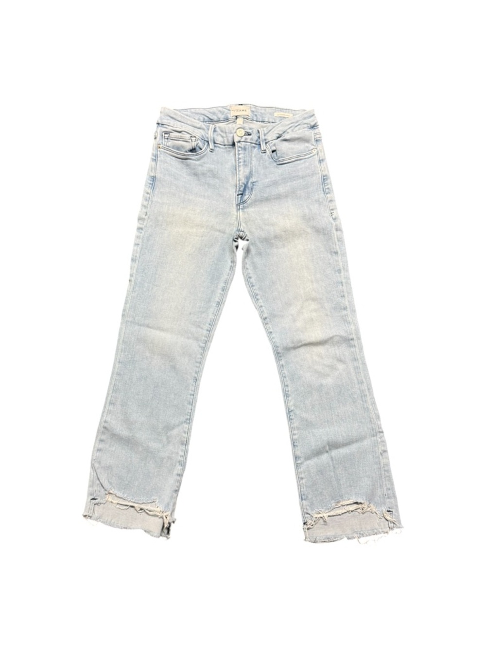 FRAME Le Crop Mini Boot Light Wash Distressed Jeans Size 29 Raw Hem